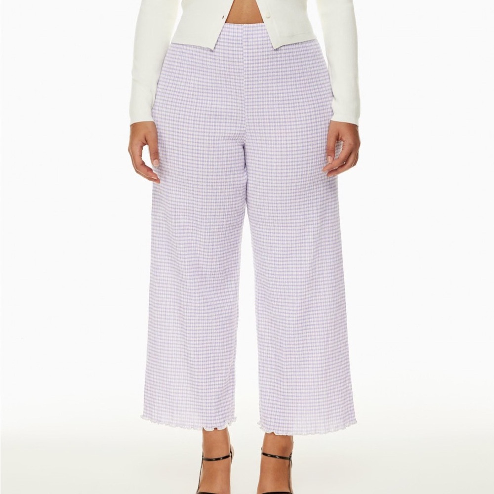 Aritzia Wilfred Versona Lilac Checkered Wide Leg Pants